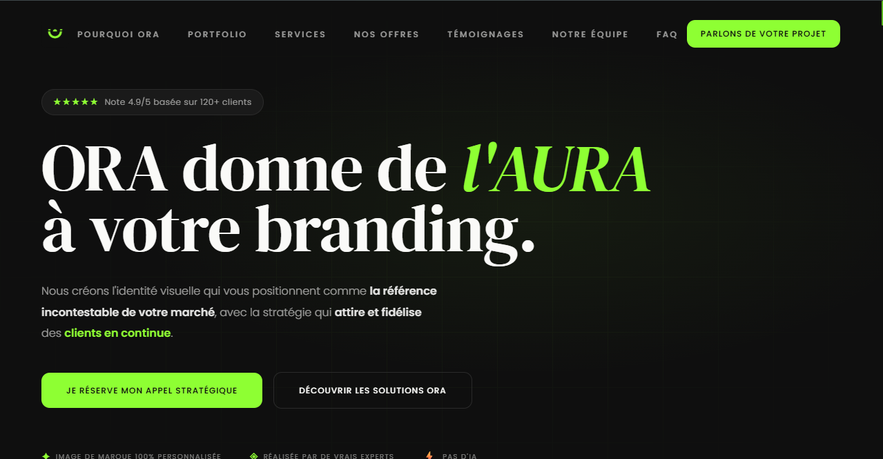Aperçu de la landing page de Plenus ORA